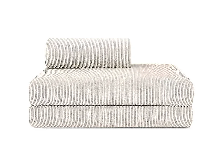 Canapé droit modulable et convertible 5 places - Velours côtelé - Blanc