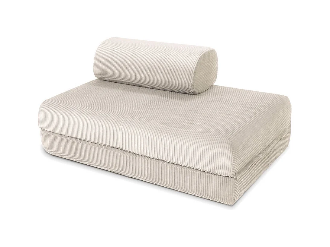 Canapé droit modulable et convertible 5 places - Velours côtelé - Blanc