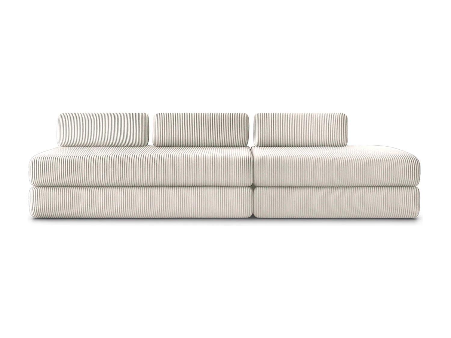 Canapé droit modulable et convertible 5 places - Velours côtelé - Blanc