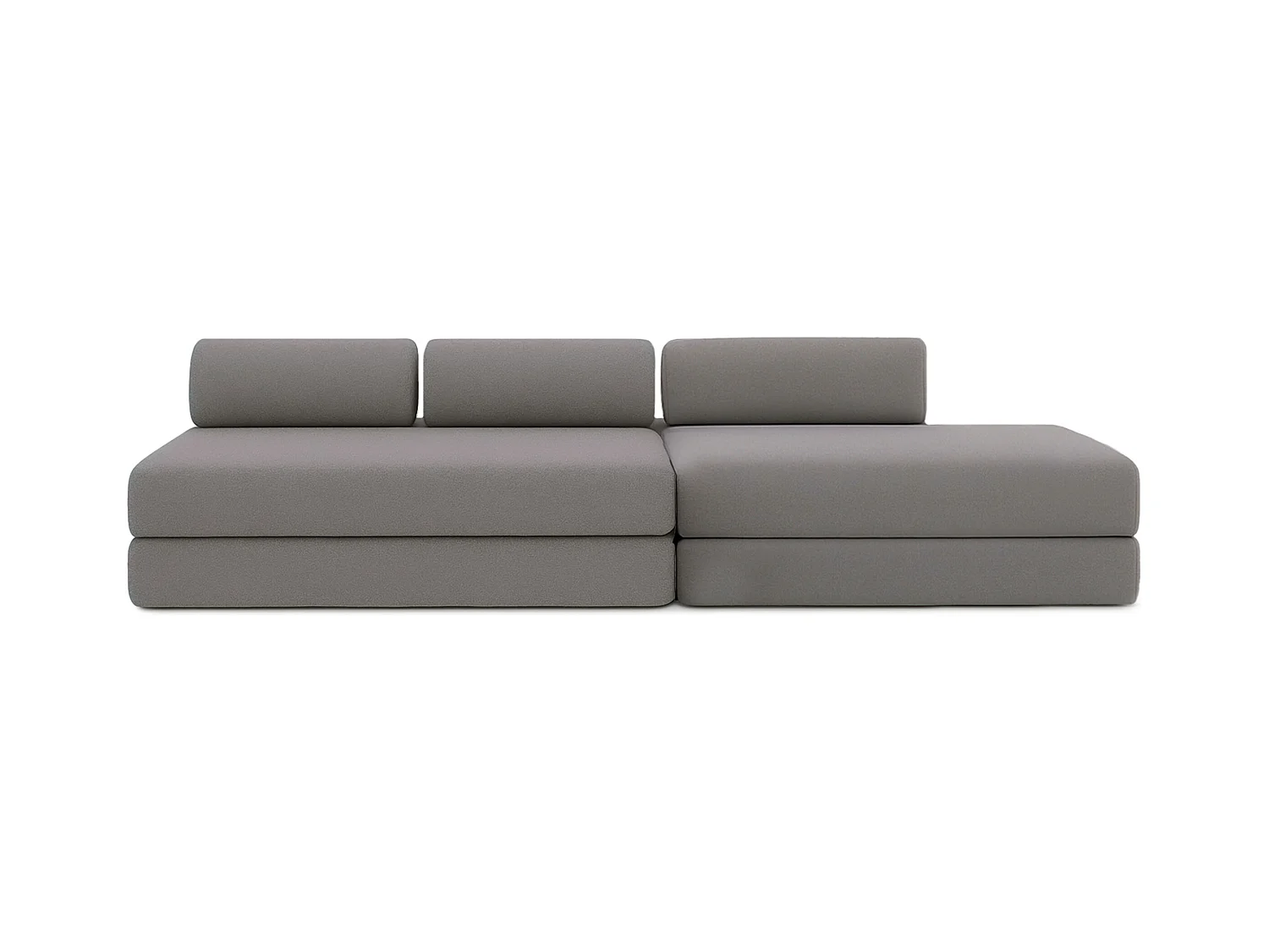Canapé droit modulable et convertible 5 places - Tissu lisse - Gris