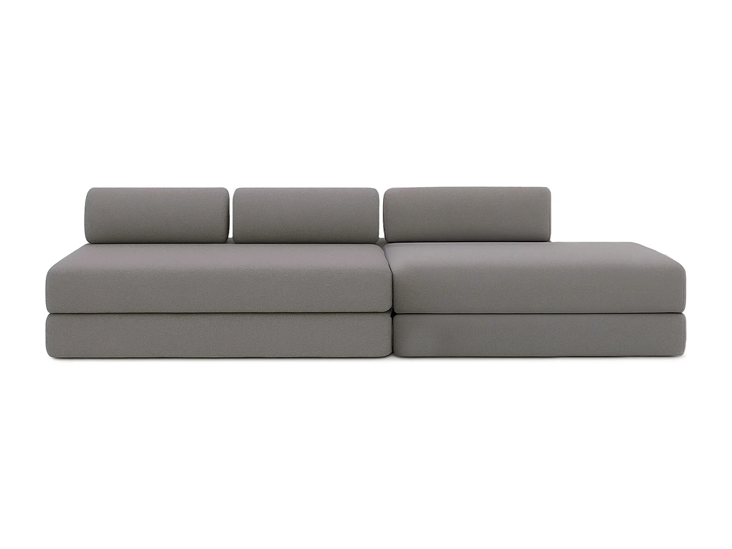 Canapé droit modulable et convertible 5 places - Tissu lisse - Gris