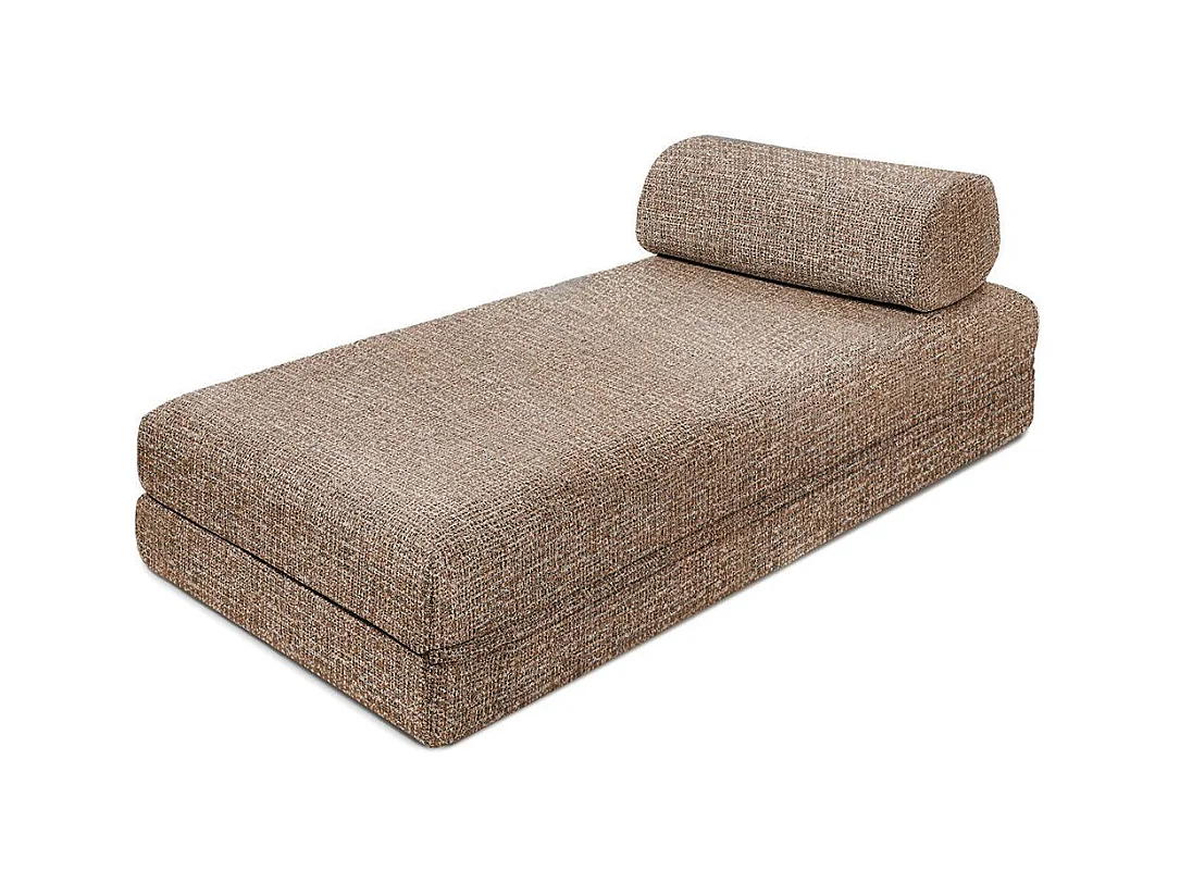 Canapé d'angle modulable et convertible 6 places - Tissu tweed - Marron