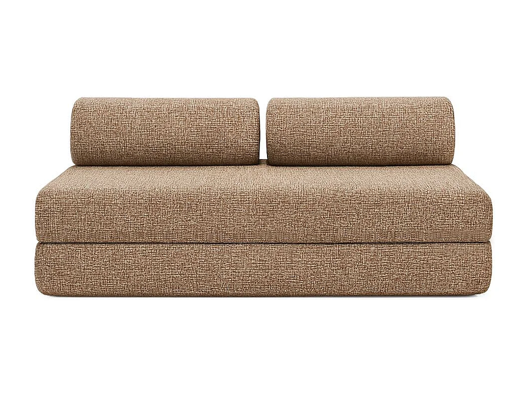 Canapé d'angle modulable et convertible 6 places - Tissu tweed - Marron