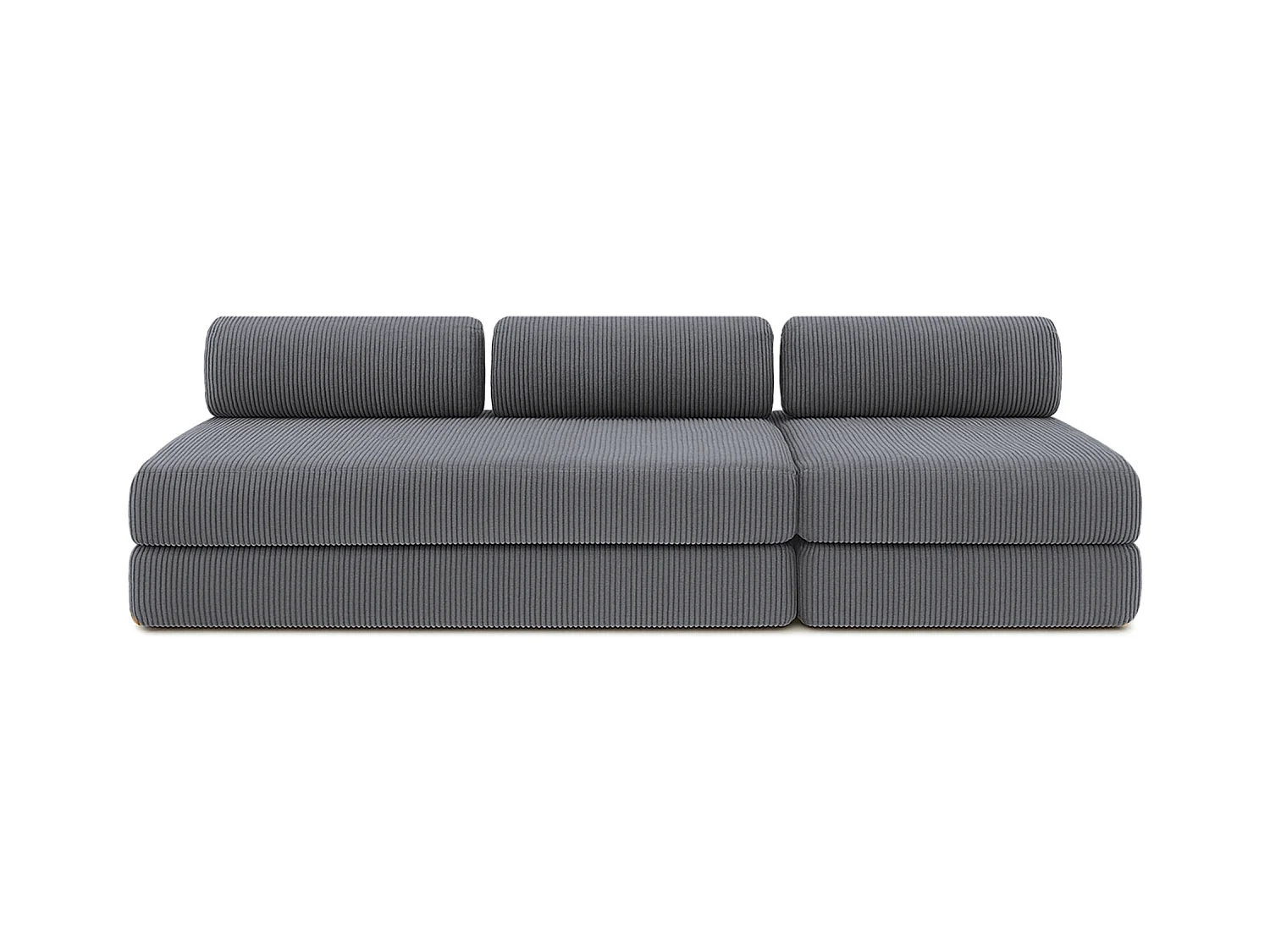 Canapé droit modulable et convertible 4 places - Velours côtelé - Gris