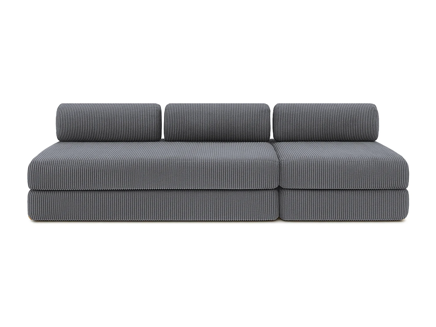 Canapé droit modulable et convertible 4 places - Velours côtelé - Gris