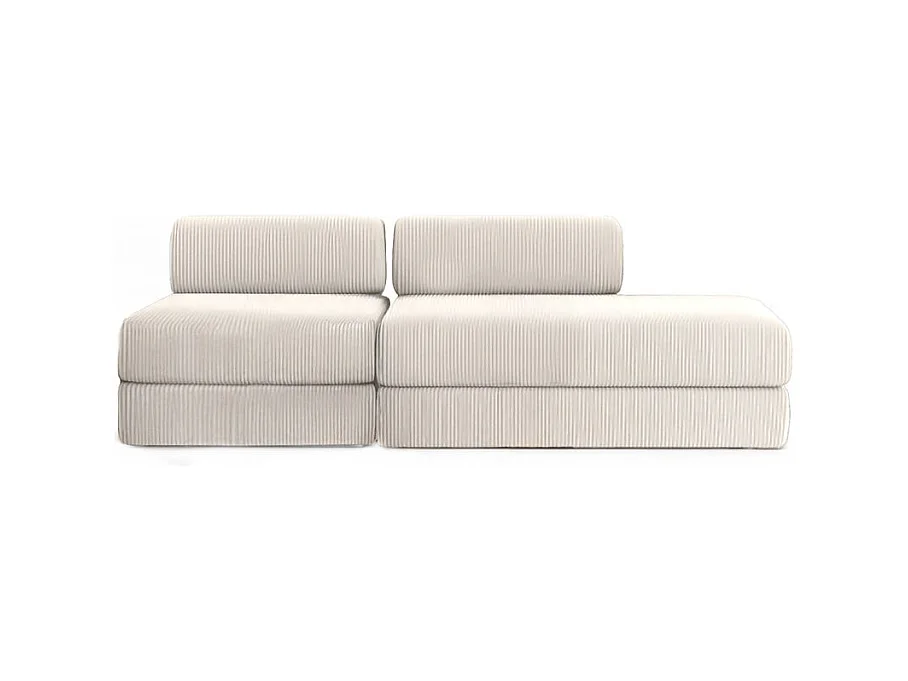 Canapé droit modulable et convertible 3 places - Velours côtelé - Blanc