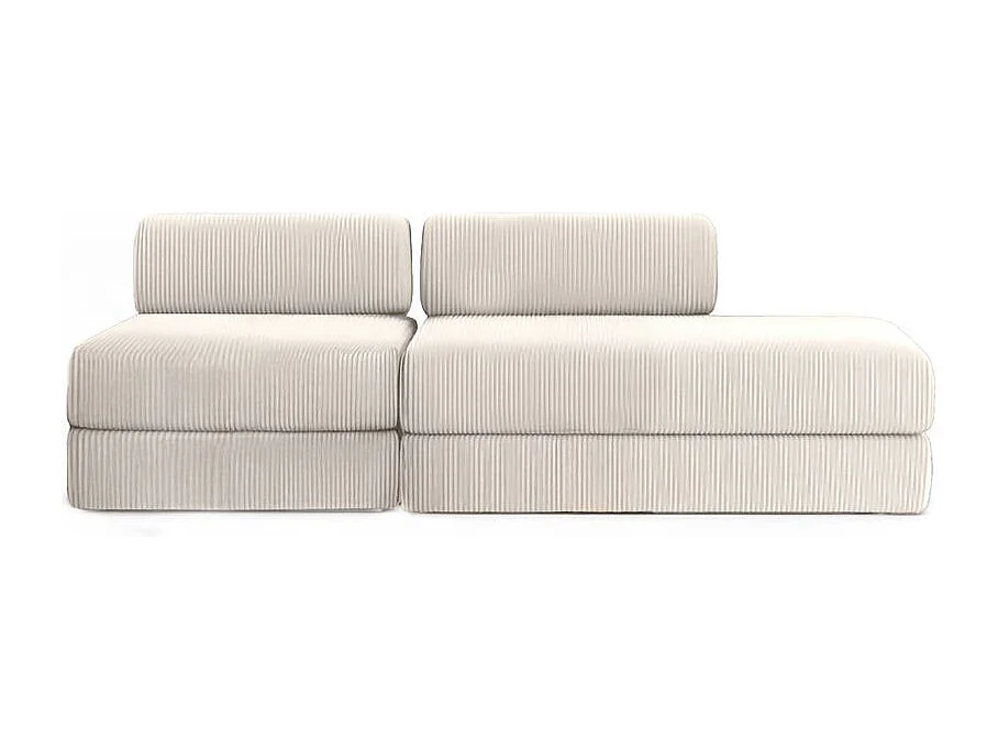 Canapé droit modulable et convertible 3 places - Velours côtelé - Blanc