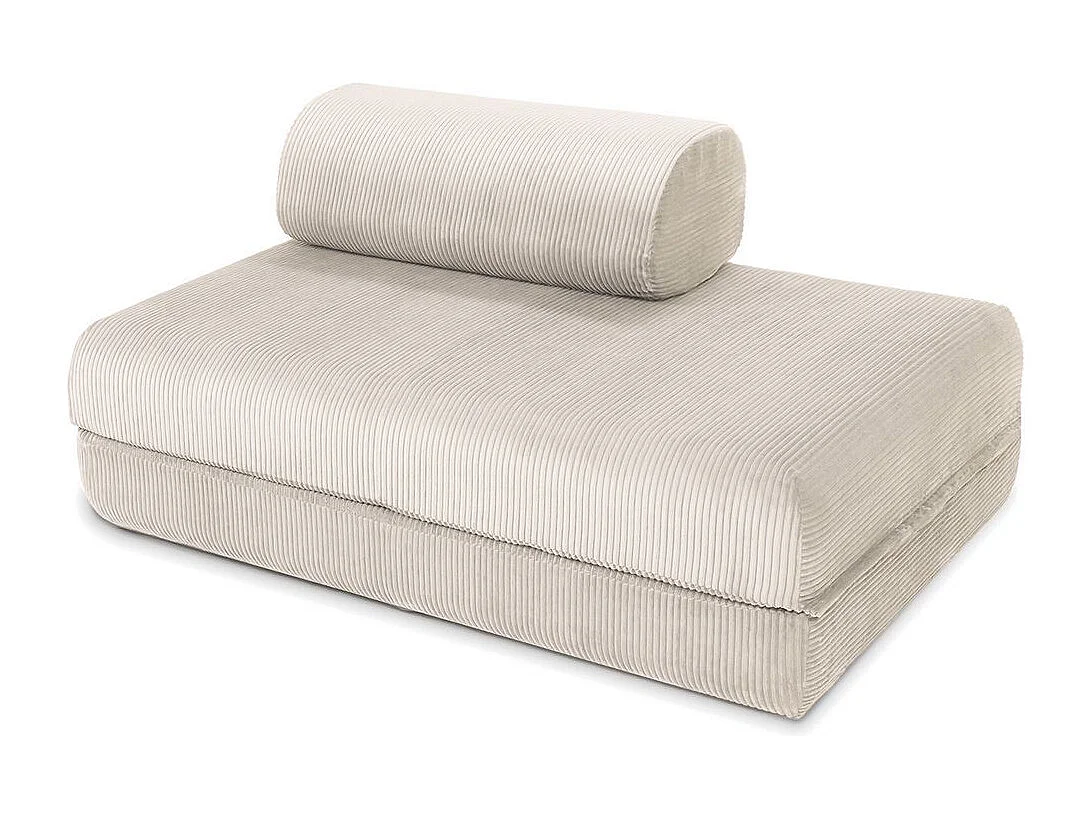 Canapé droit modulable et convertible 3 places - Velours côtelé - Blanc