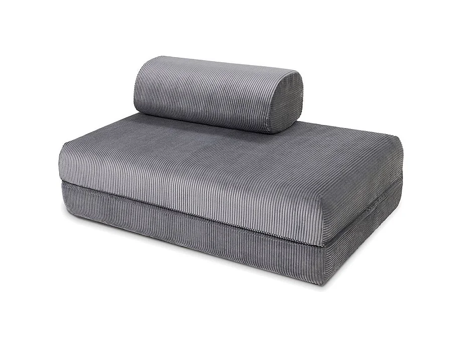 Canapé droit modulable et convertible 3 places - Velours côtelé - Gris