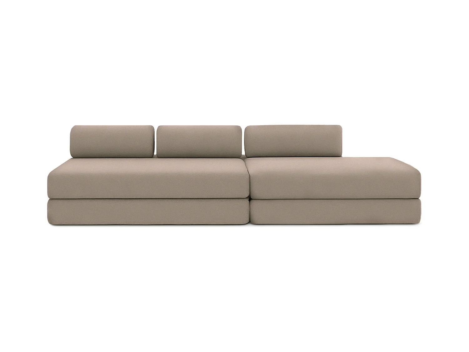 Canapé droit modulable et convertible 5 places - Tissu lisse - Taupe