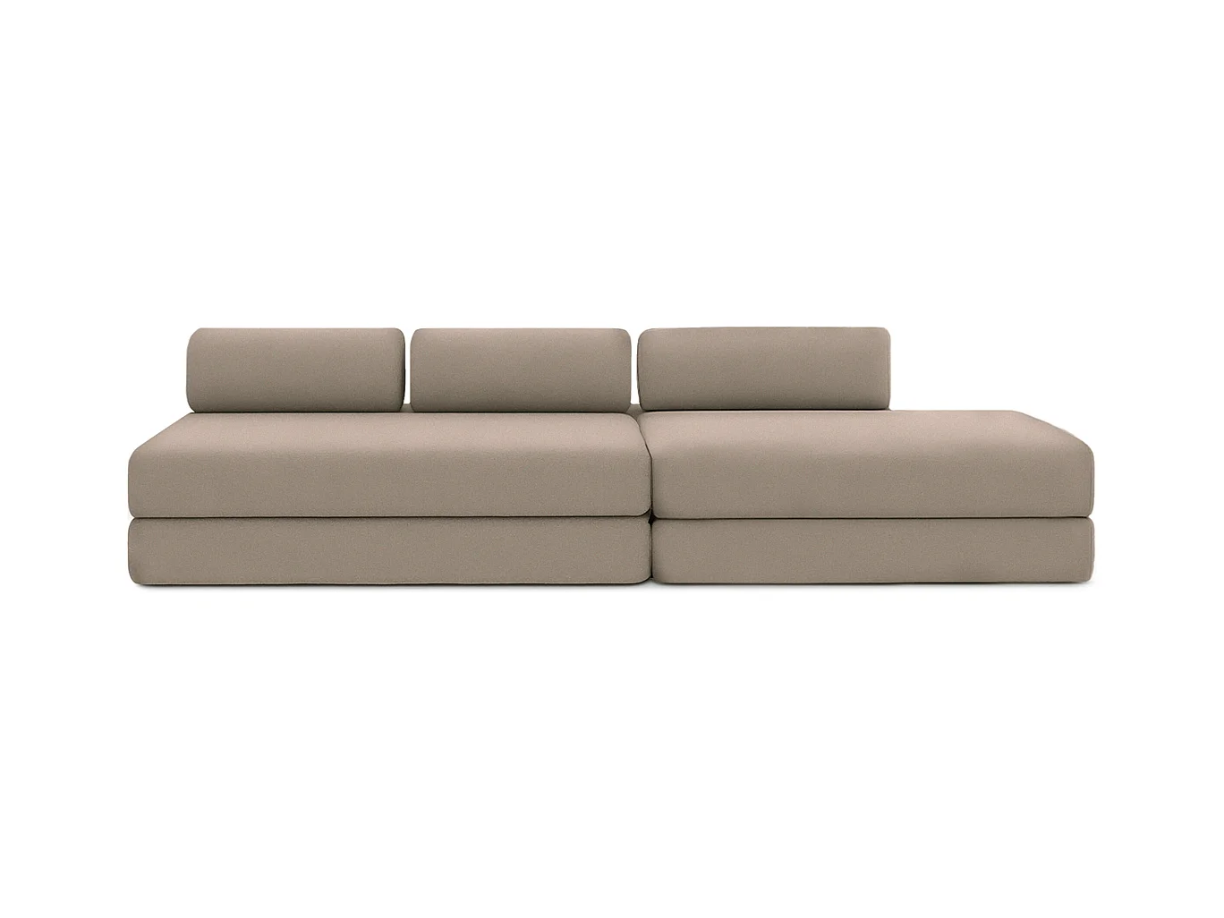 Canapé droit modulable et convertible 5 places - Tissu lisse - Taupe