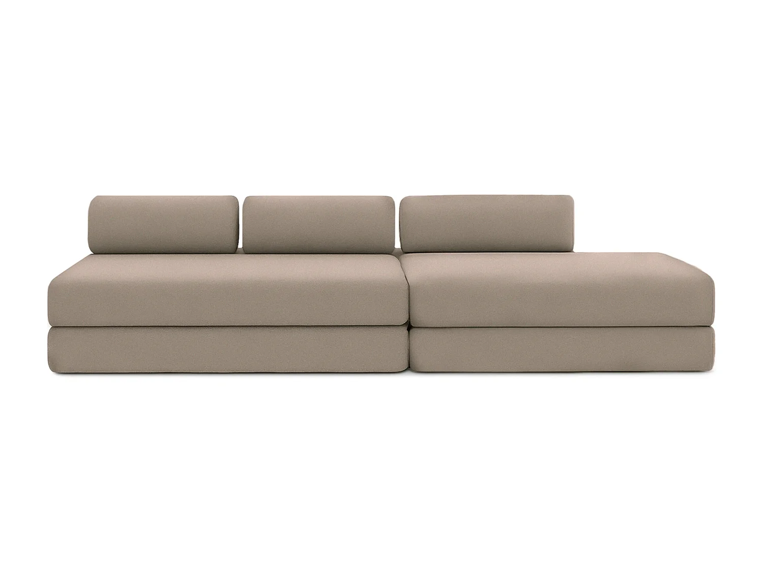 Canapé droit modulable et convertible 5 places - Tissu lisse - Taupe