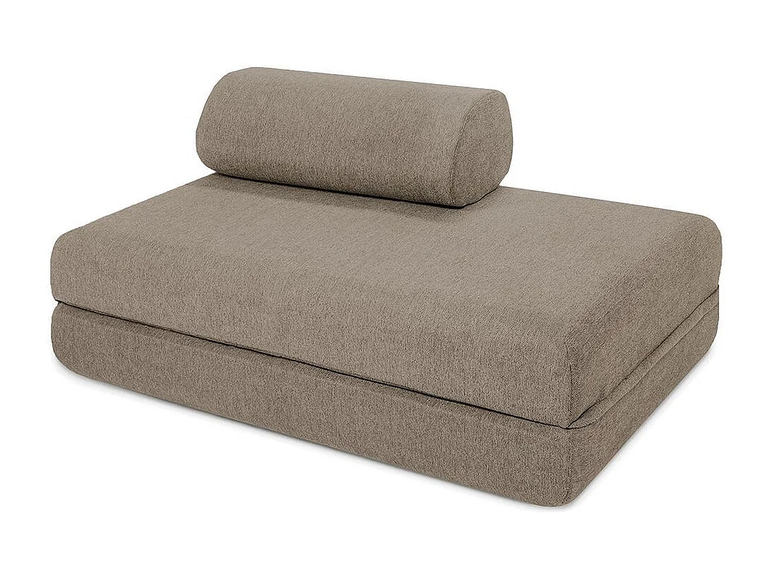 Canapé droit modulable et convertible 5 places - Tissu lisse - Taupe