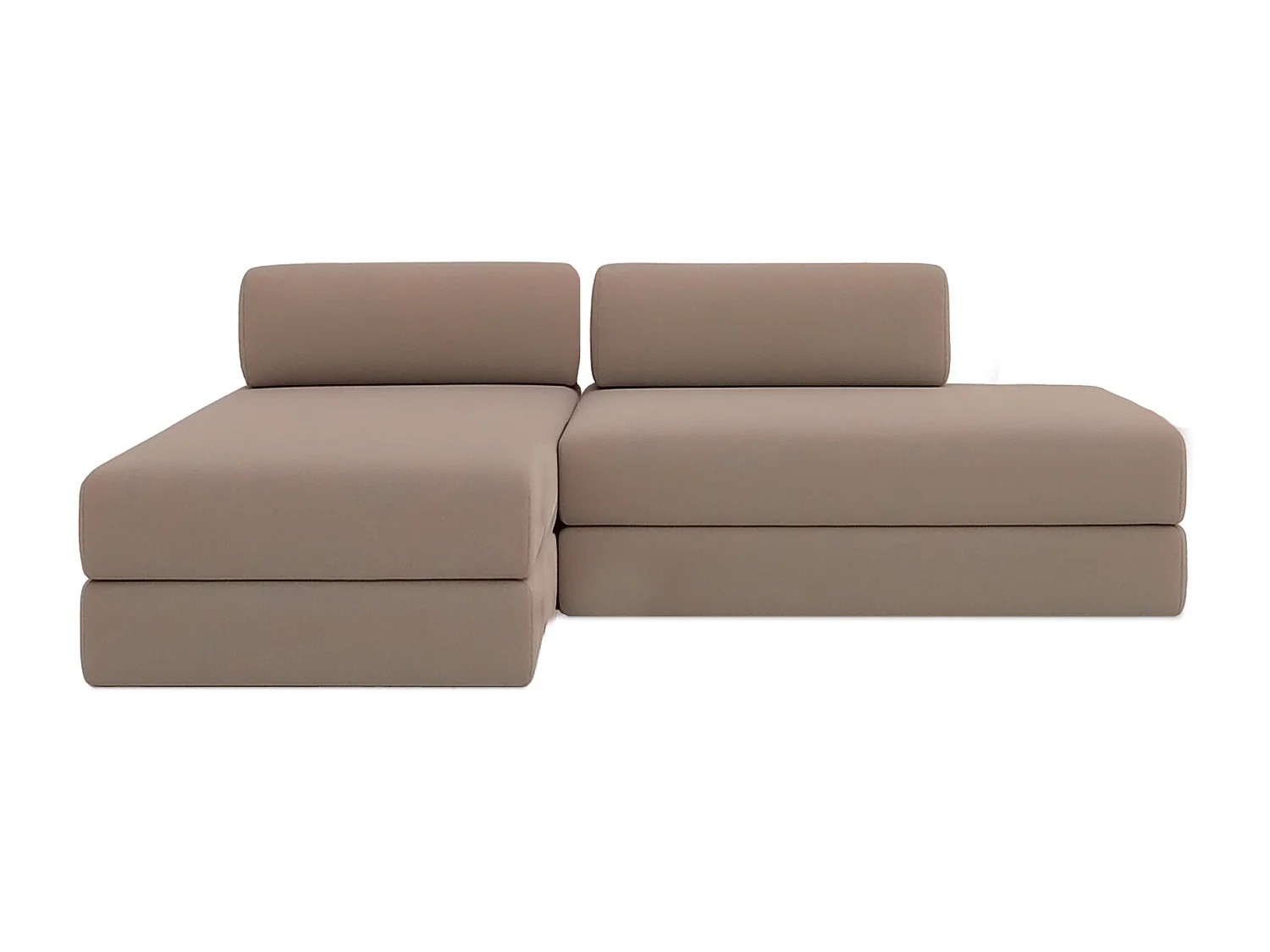 Canapé d'angle modulable et convertible 5 places - Tissu lisse - Marron