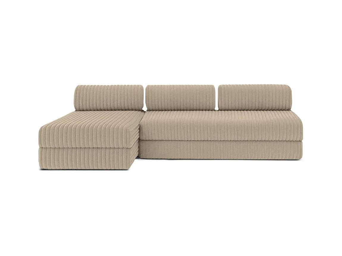 Canapé d'angle modulable et convertible 6 places - Velours côtelé XL - Taupe