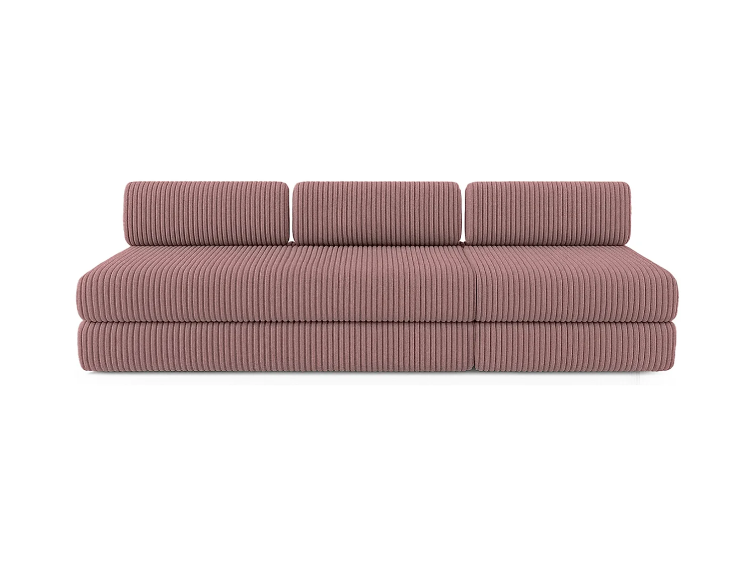 Canapé droit modulable et convertible 4 places - Velours côtelé XL - Rose