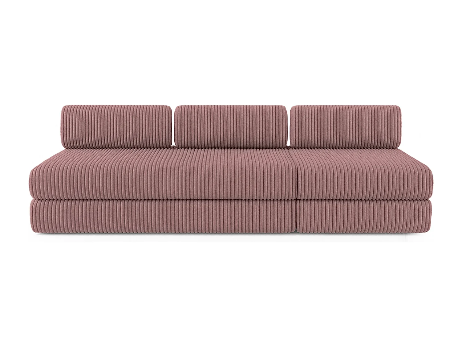 Canapé droit modulable et convertible 4 places - Velours côtelé XL - Rose