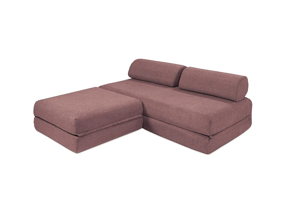 Canapé d'angle modulable et convertible 4 places - Tissu lisse - Terracotta