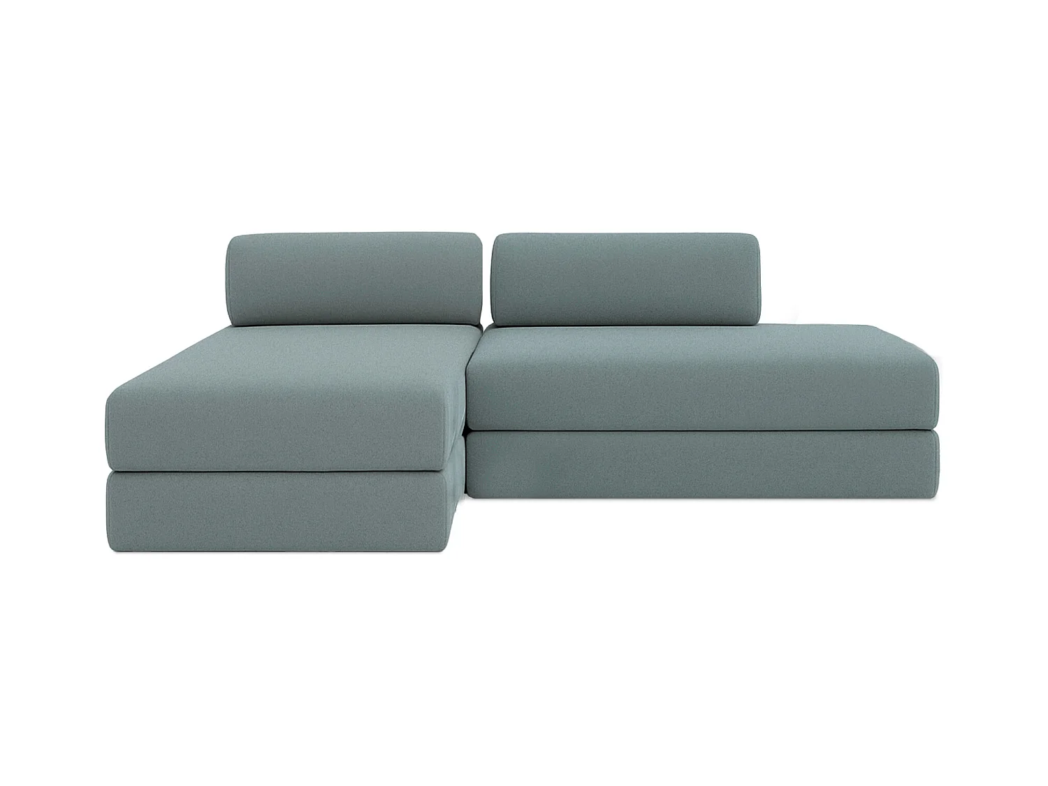 Canapé d'angle modulable et convertible 5 places - Tissu lisse - Bleu vert