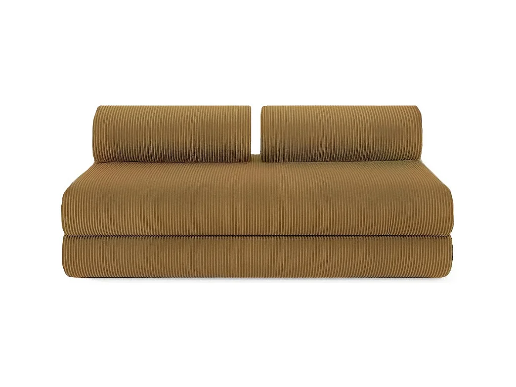 Canapé d'angle modulable et convertible 6 places - Velours côtelé - Jaune