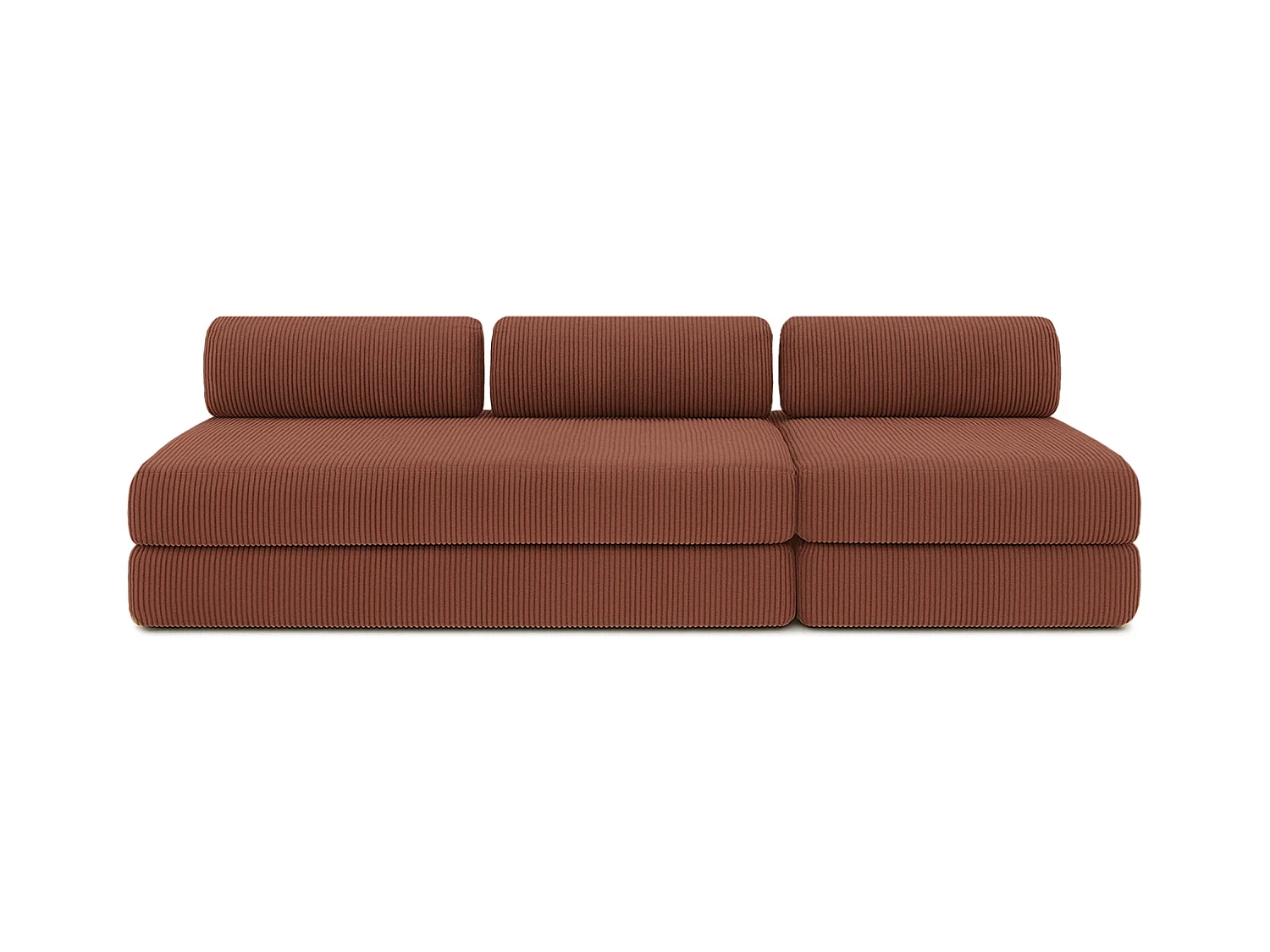 Canapé droit modulable et convertible 4 places - Velours côtelé - Terracotta