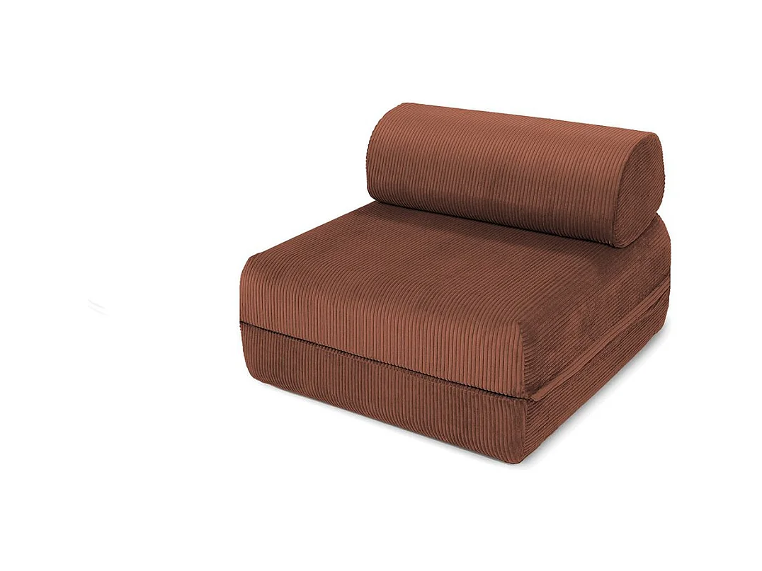 Canapé droit modulable et convertible 4 places - Velours côtelé - Terracotta