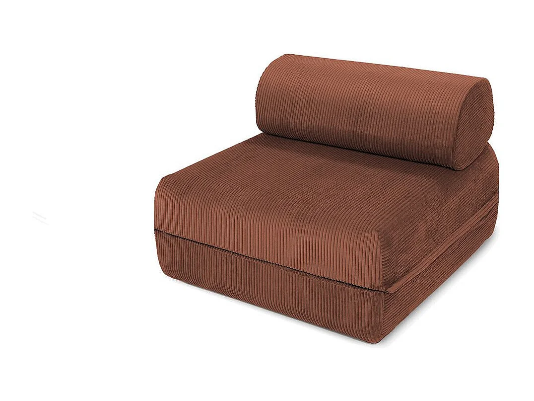 Canapé droit modulable et convertible 4 places - Velours côtelé - Terracotta