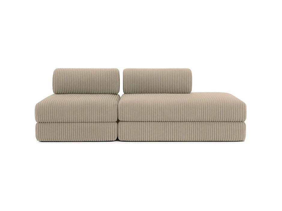Canapé droit modulable et convertible 3 places - Velours côtelé XL - Taupe