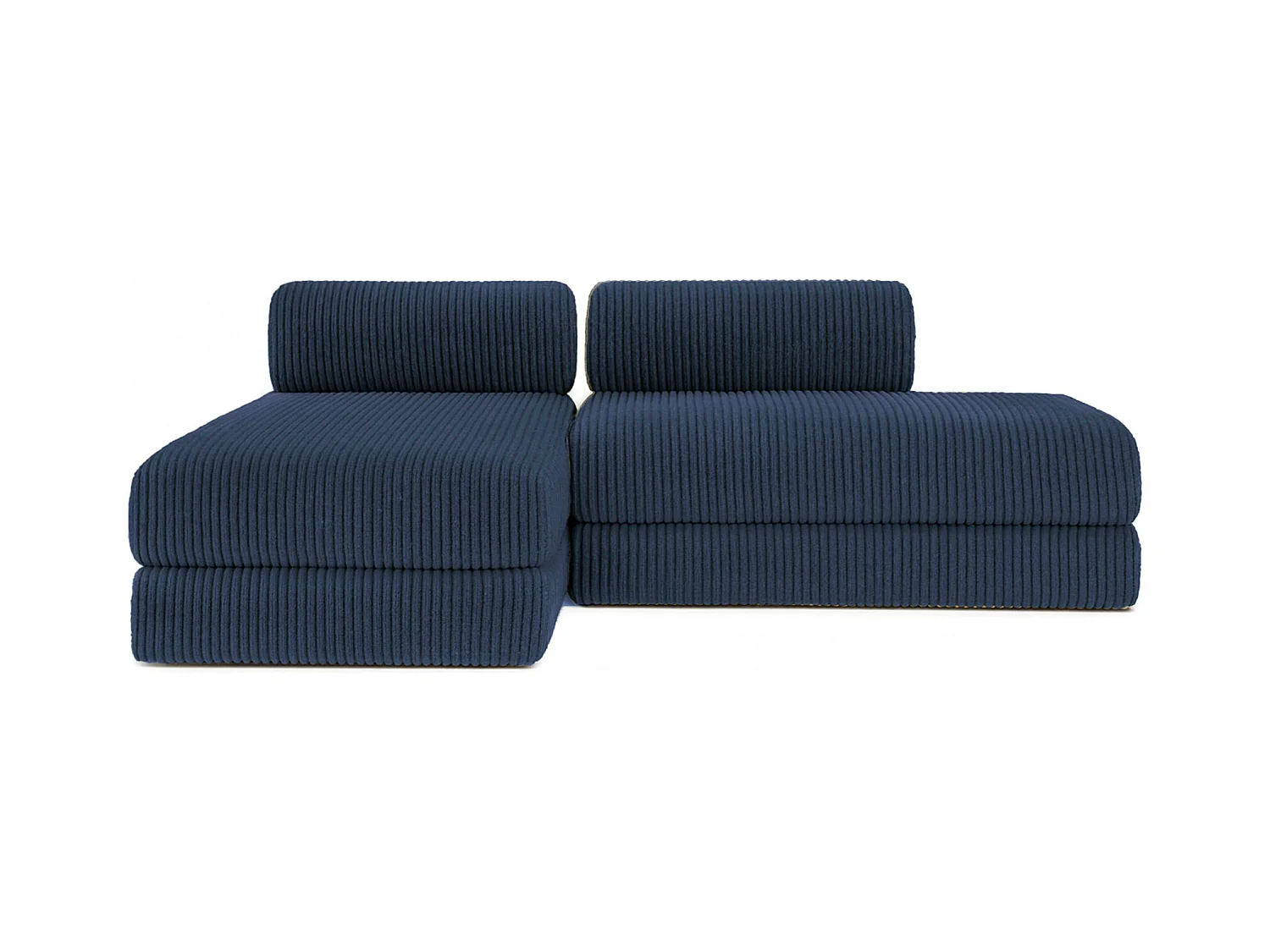 Canapé d'angle modulable et convertible 5 places - Velours côtelé XL - Bleu