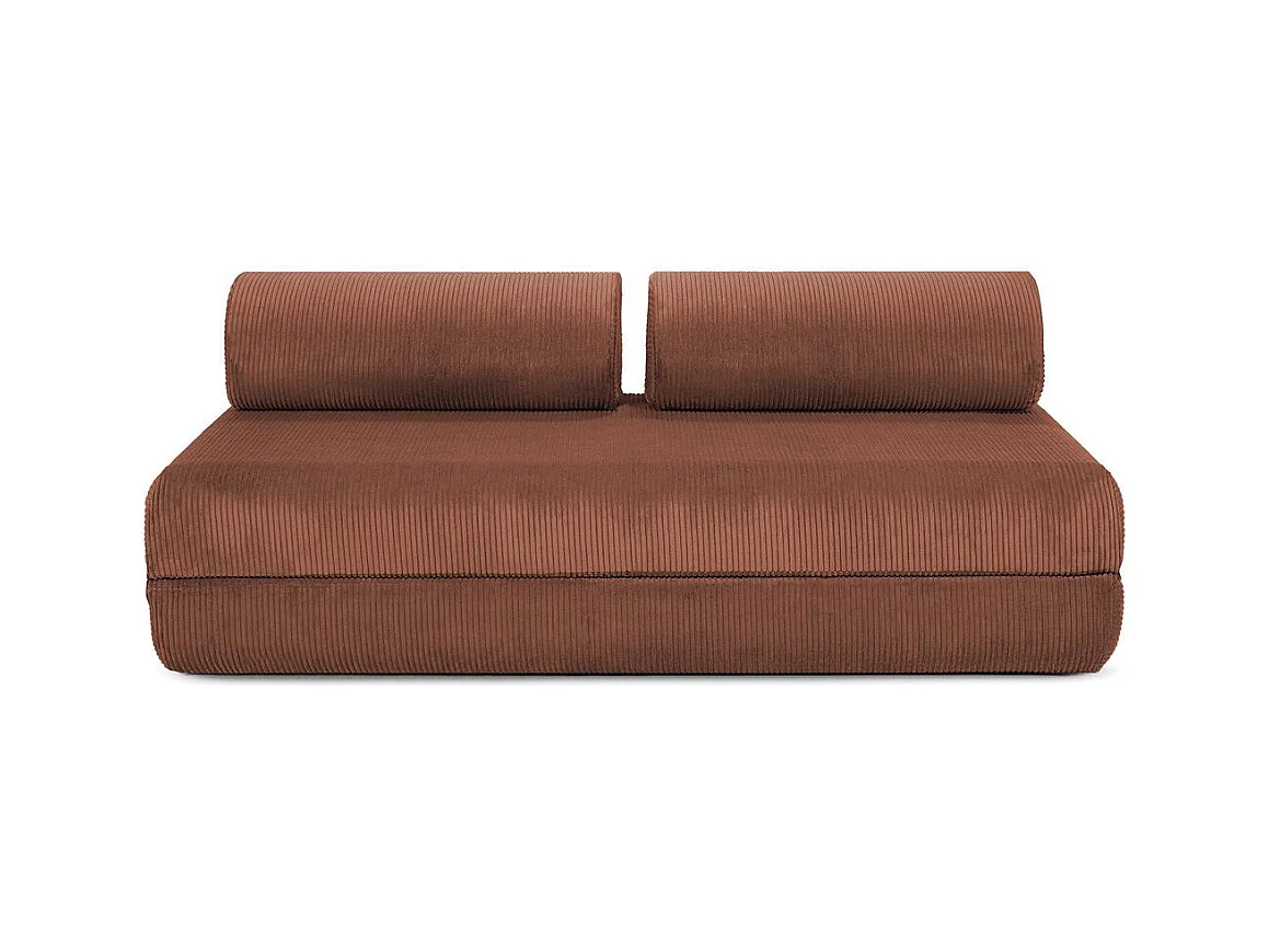 Canapé droit modulable et convertible 3 places - Velours côtelé - Terracotta