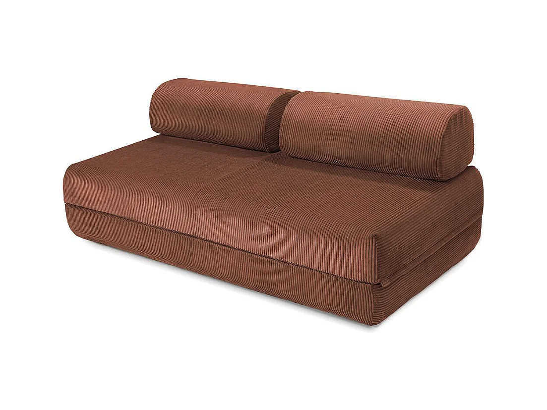 Canapé droit modulable et convertible 3 places - Velours côtelé - Terracotta