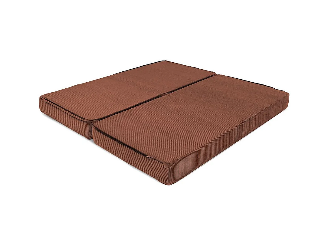 Canapé droit modulable et convertible 3 places - Velours côtelé - Terracotta