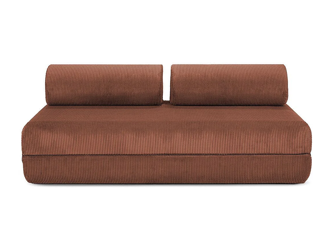 Canapé droit modulable et convertible 3 places - Velours côtelé - Terracotta