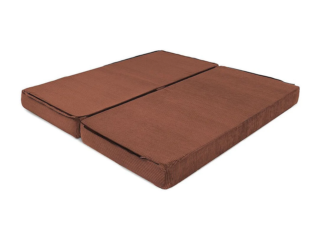 Canapé droit modulable et convertible 3 places - Velours côtelé - Terracotta