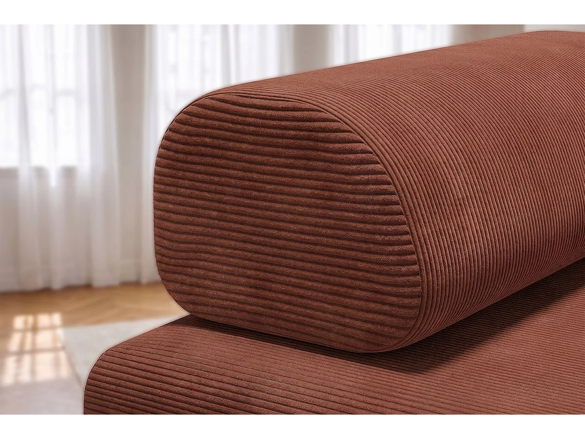 Canapé droit modulable et convertible 3 places - Velours côtelé - Terracotta