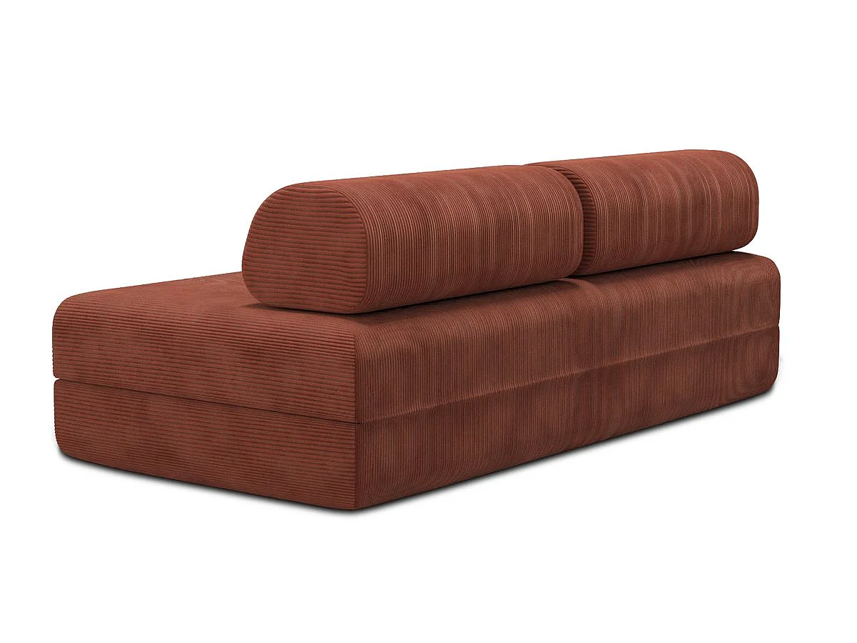 Canapé droit modulable et convertible 3 places - Velours côtelé - Terracotta