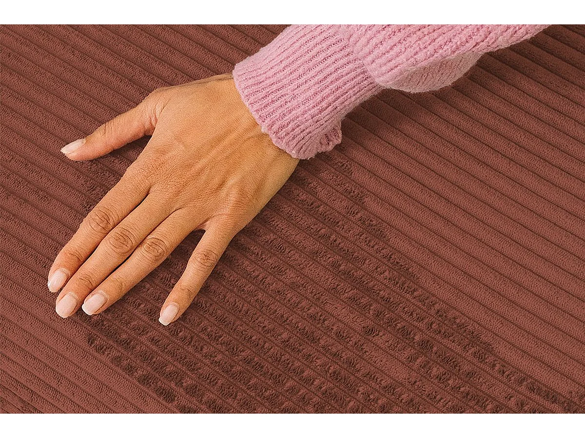 Canapé droit modulable et convertible 3 places - Velours côtelé - Terracotta