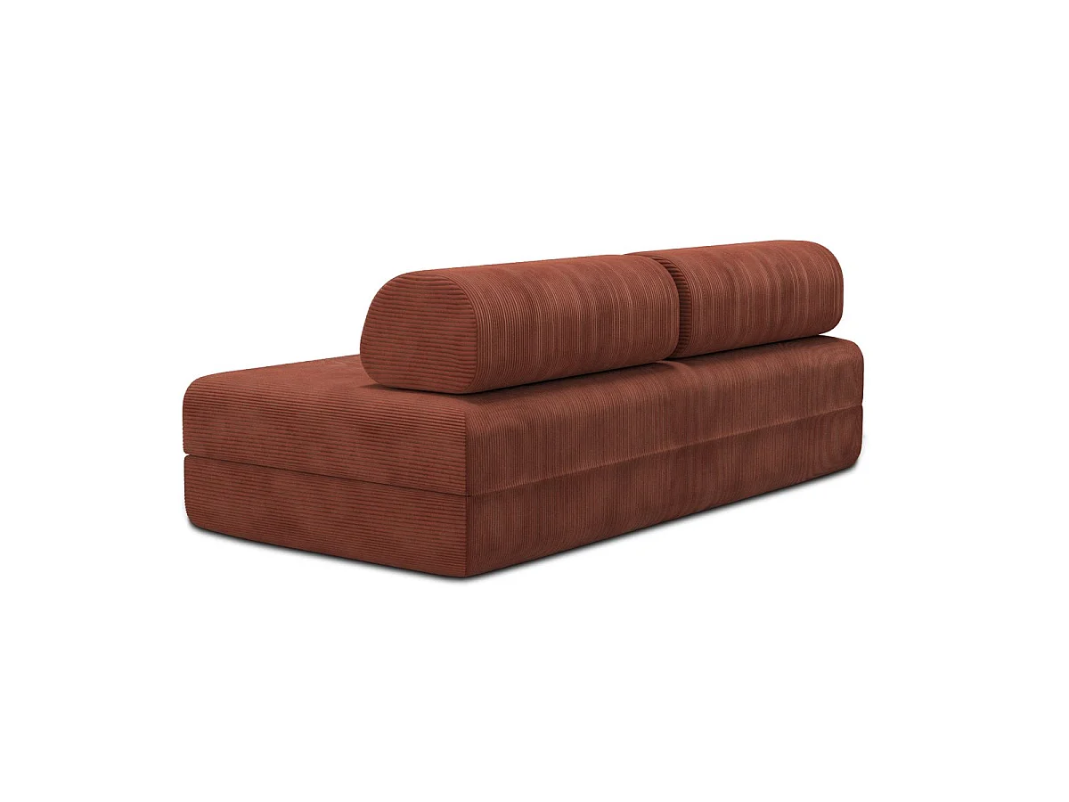 Canapé droit modulable et convertible 3 places - Velours côtelé - Terracotta