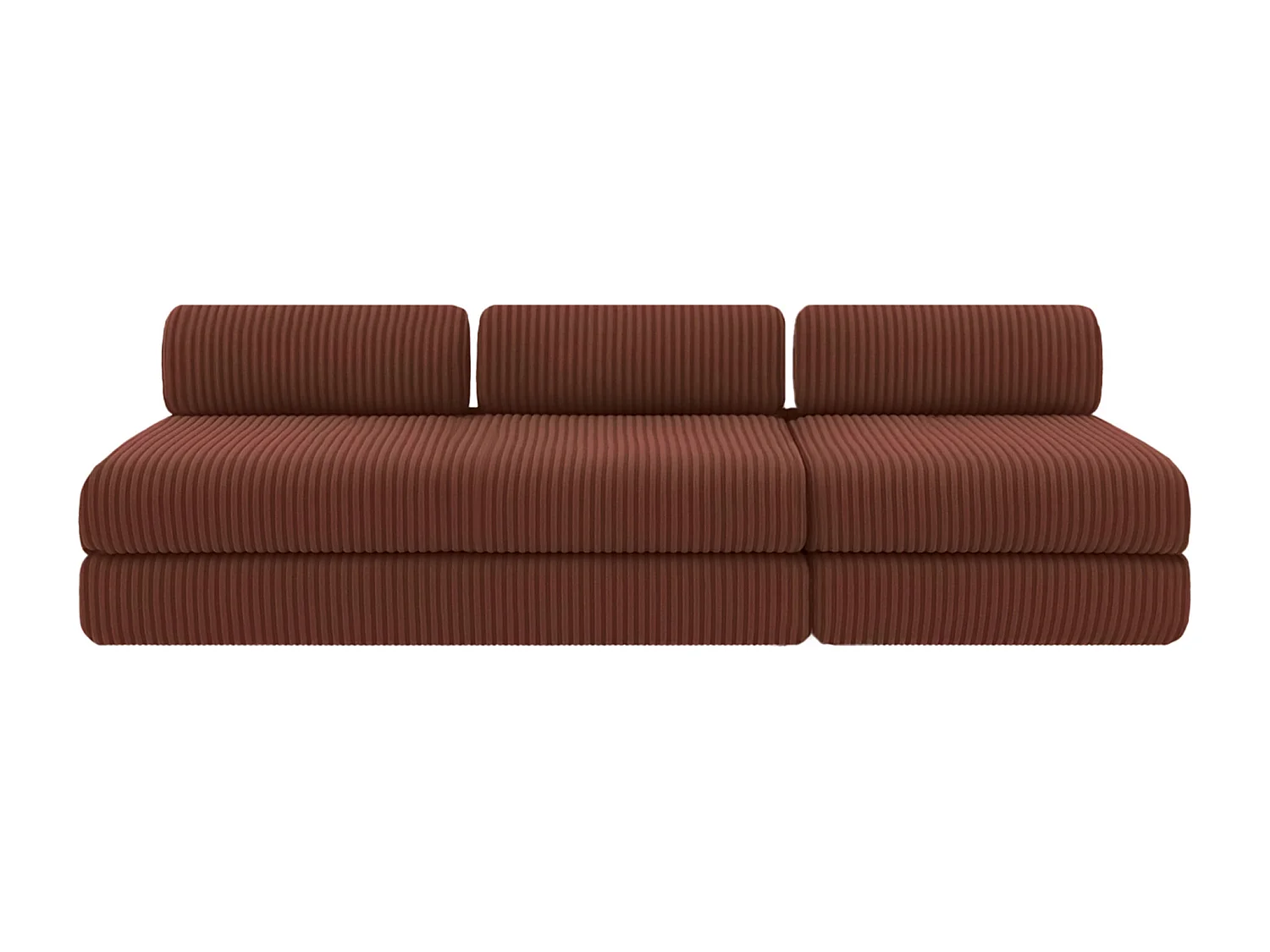 Canapé droit modulable et convertible 4 places - Velours côtelé XL - Terracotta