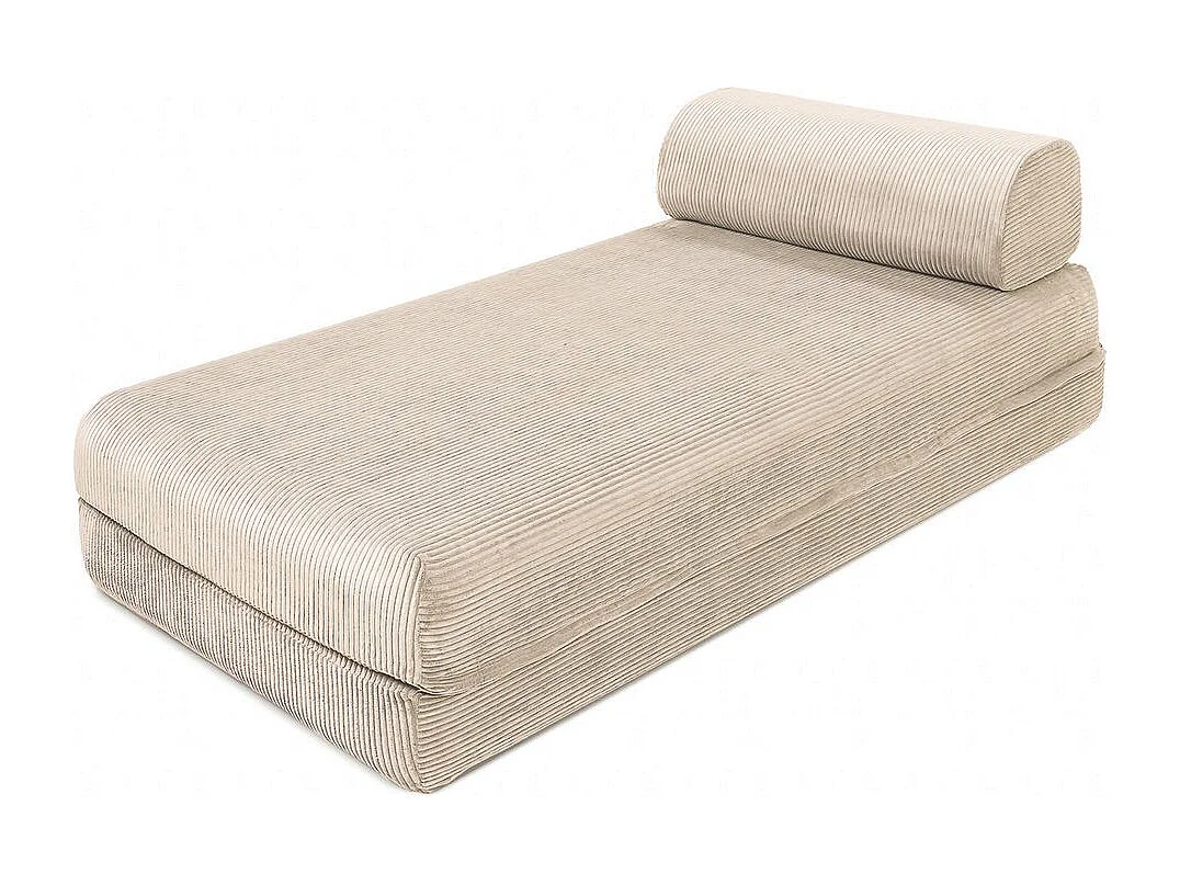 Canapé d'angle modulable et convertible 6 places - Velours côtelé - Beige