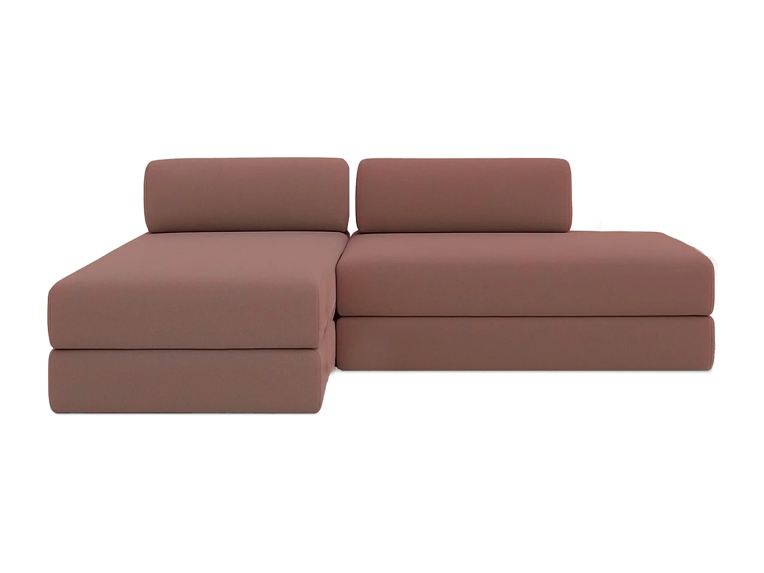 Canapé d'angle modulable et convertible 5 places - Tissu lisse - Terracotta