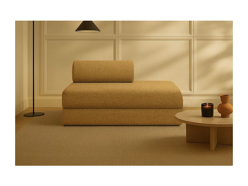 Canapé droit modulable et convertible 2 places - Tissu tweed - Jaune