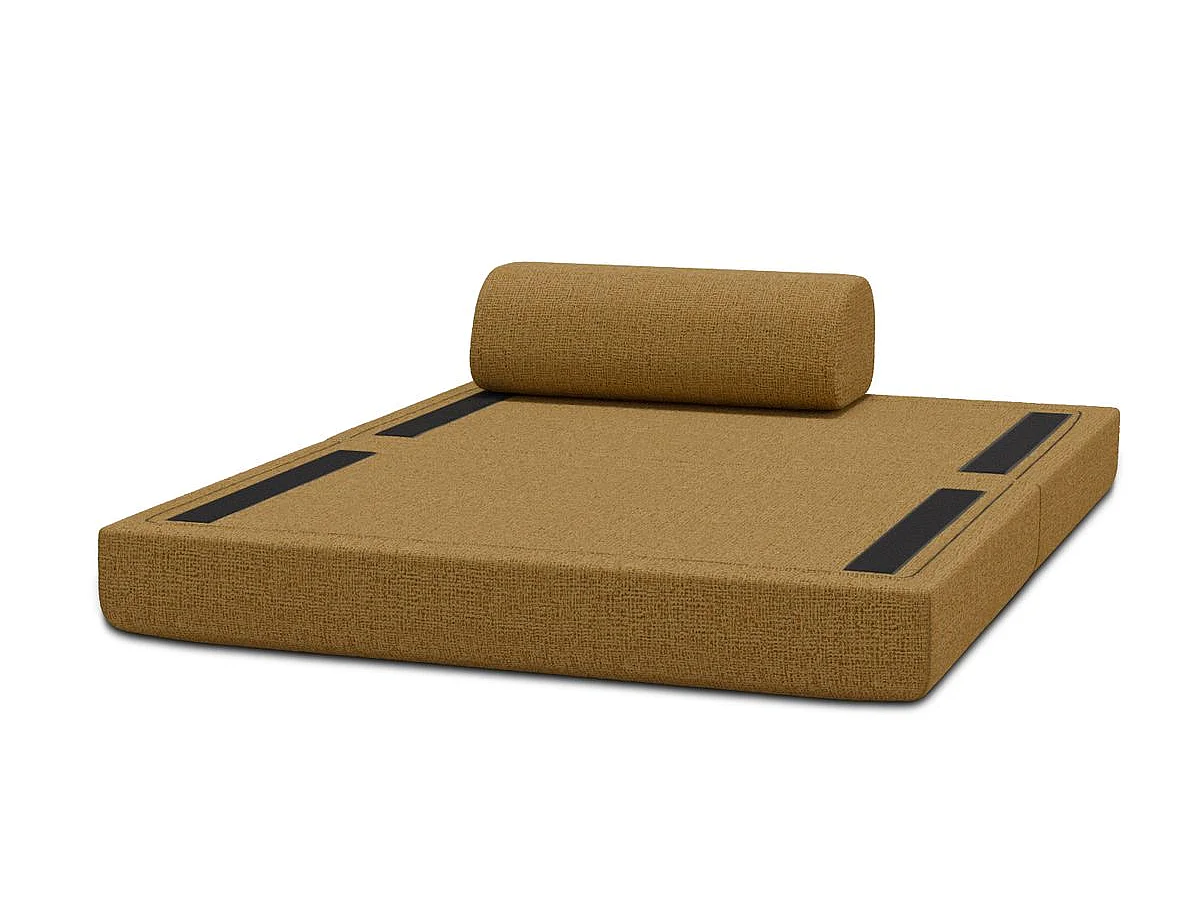 Canapé droit modulable et convertible 2 places - Tissu tweed - Jaune
