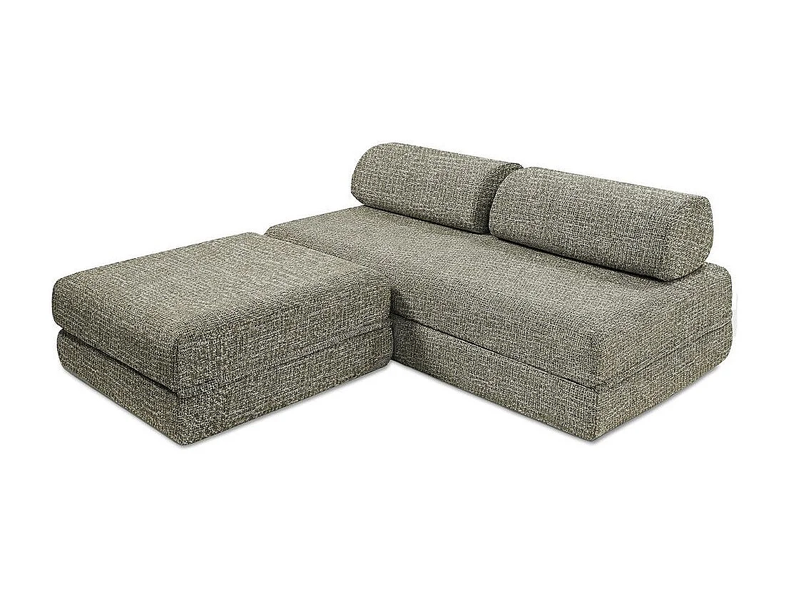 Canapé d'angle modulable et convertible 4 places - Tissu tweed - Vert