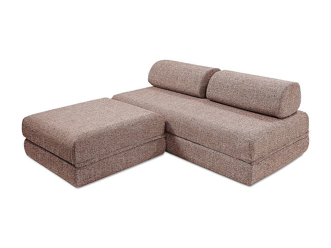 Canapé d'angle modulable et convertible 4 places - Tissu tweed - Rouge