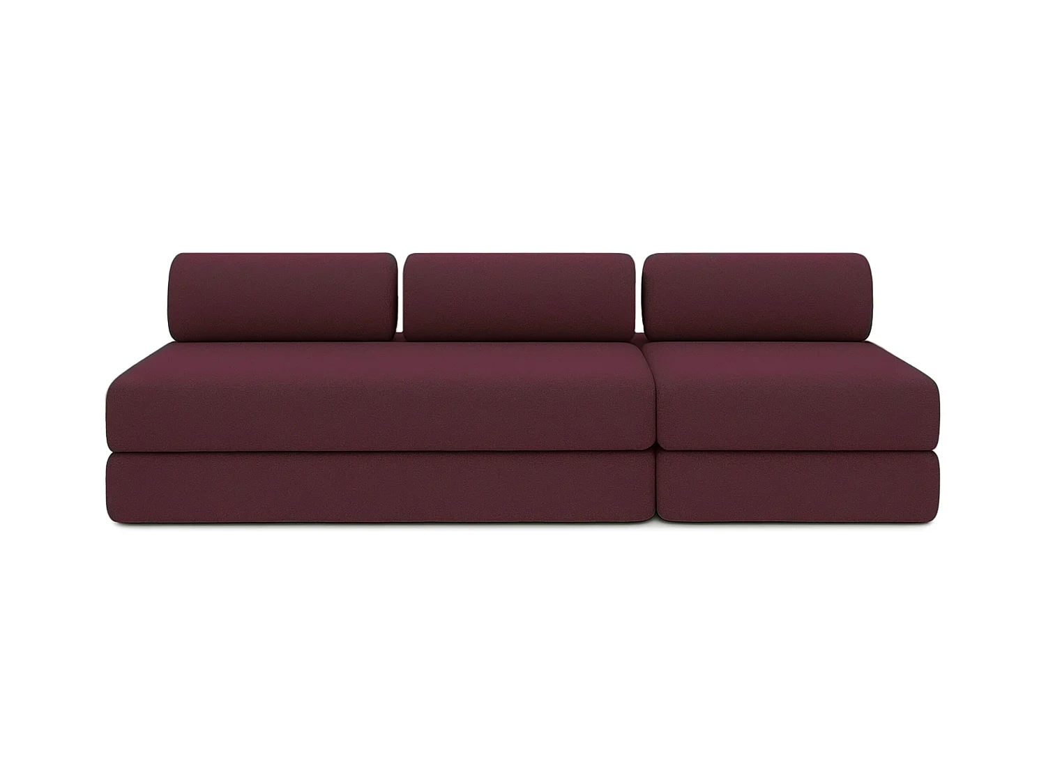 Canapé droit modulable et convertible 4 places - Tissu lisse - Rouge