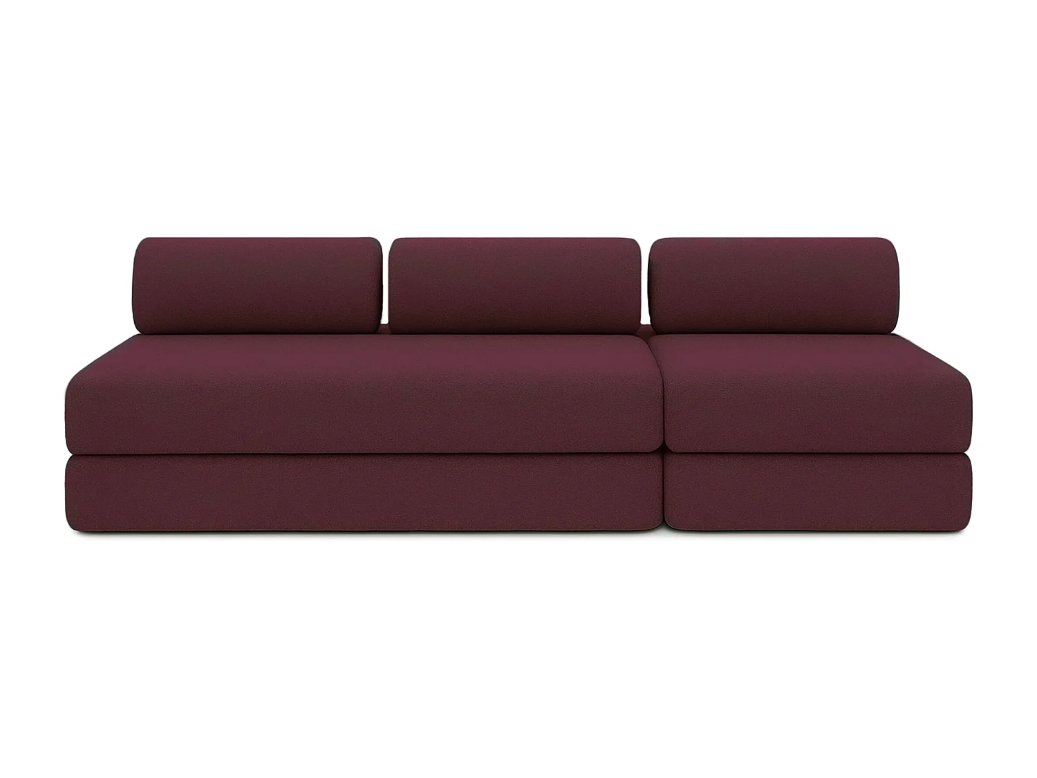 Canapé droit modulable et convertible 4 places - Tissu lisse - Rouge