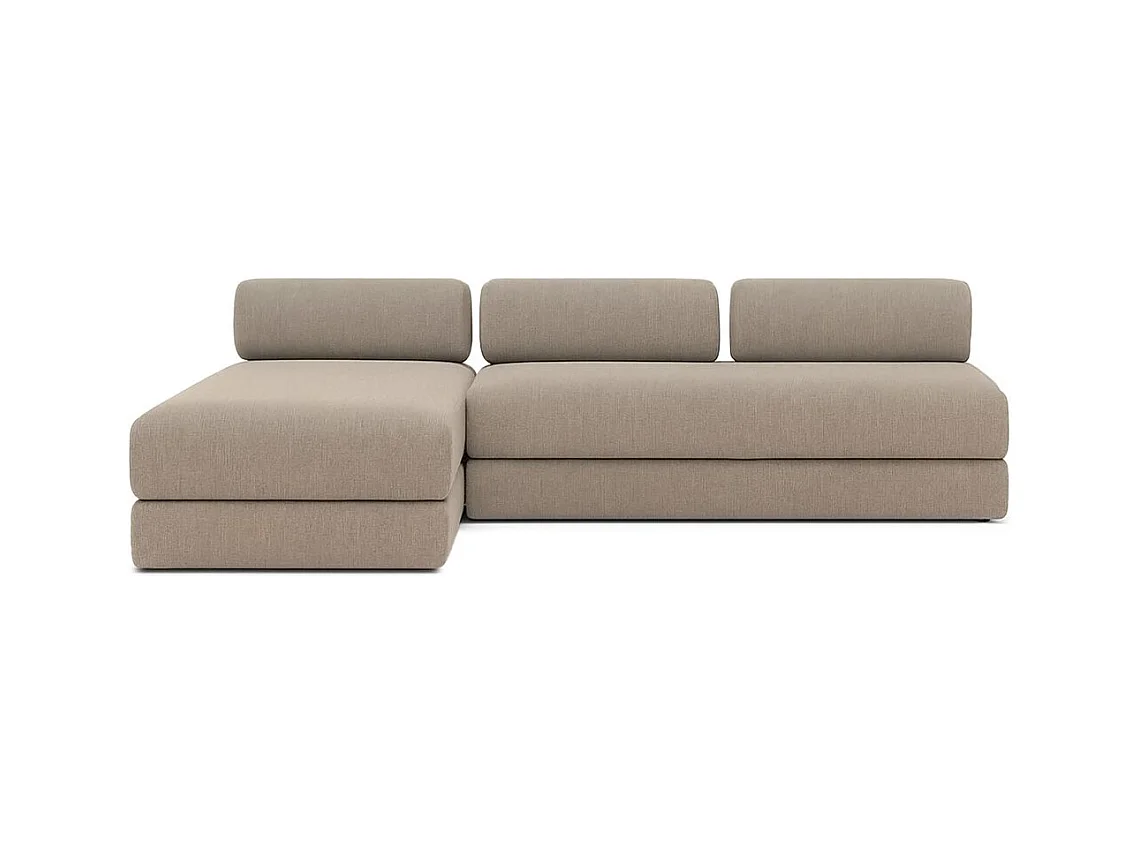 Canapé d'angle modulable et convertible 6 places - Tissu lisse - Taupe