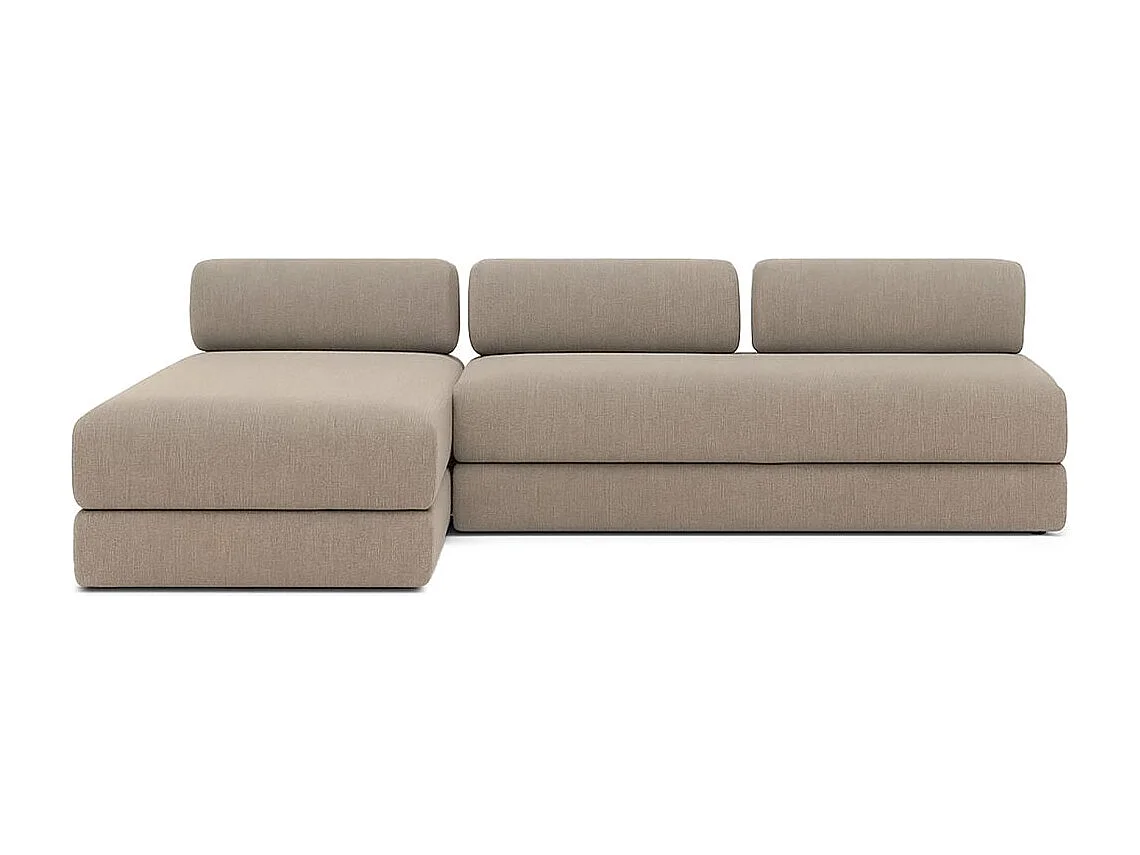 Canapé d'angle modulable et convertible 6 places - Tissu lisse - Taupe
