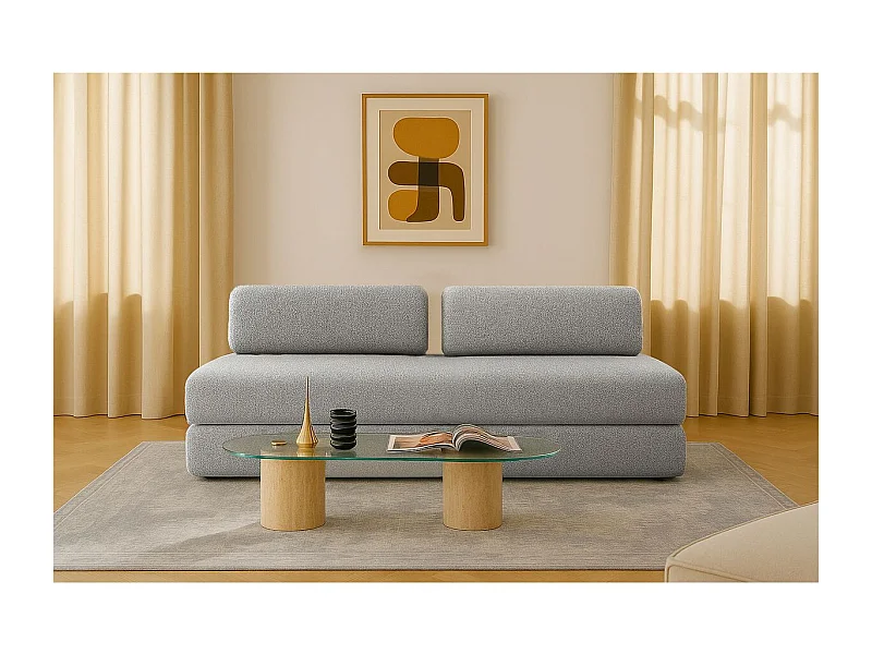 Canapé droit modulable et convertible 3 places - Tissu tweed - Gris